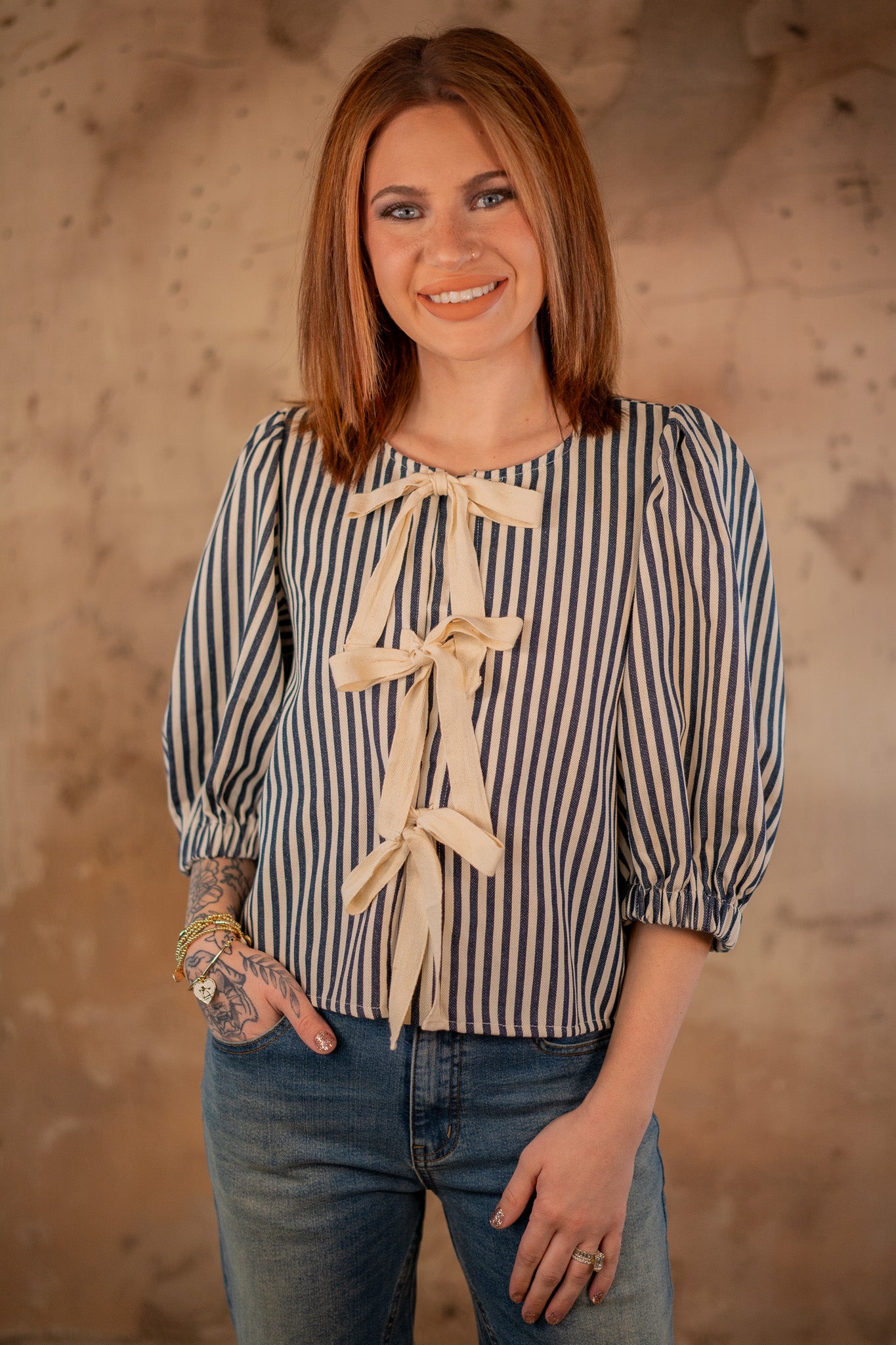 Charlie Stripes & Bows Top