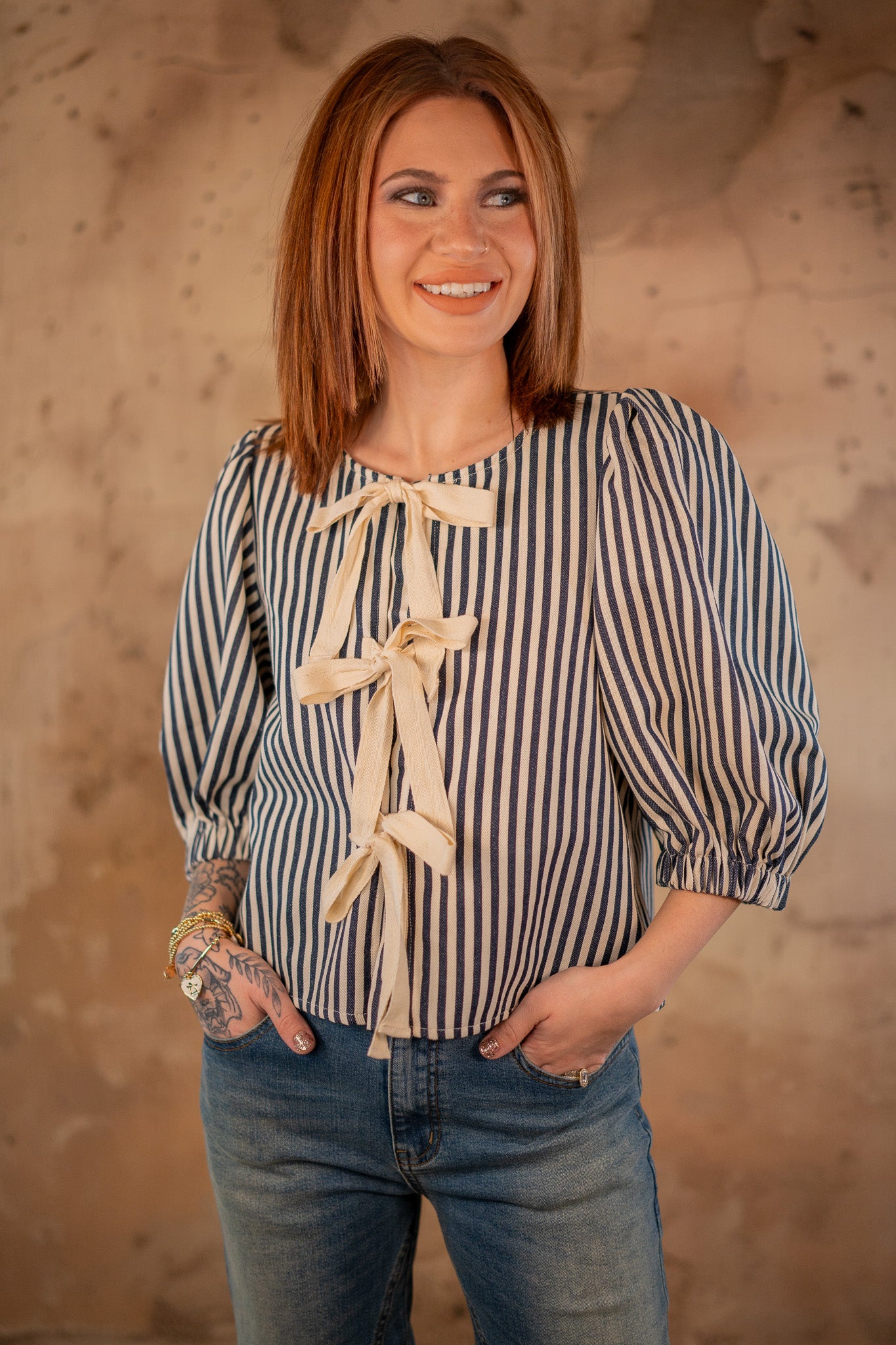 Charlie Stripes & Bows Top