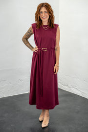 Molly Wine Belted Dress