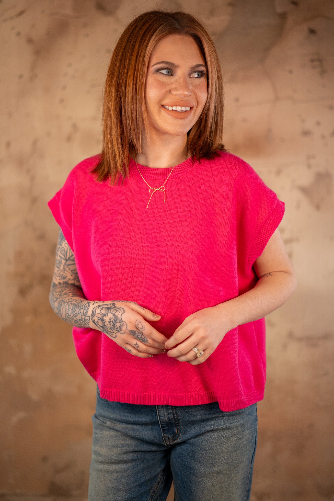 Veronica Hot Pink Viscose Sweater Top