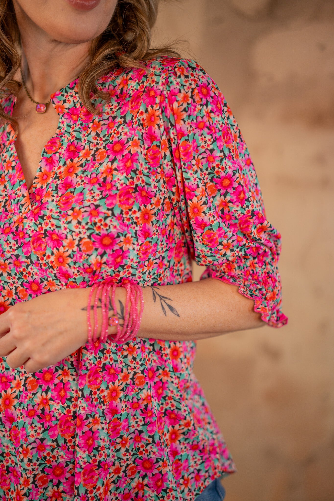 Mandy Floral Smocked Sleeve Top