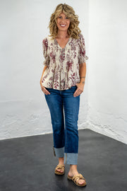 Gracelyn Burgundy Floral Top