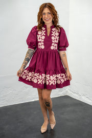 Bristol Burgundy & Light Pink Dress