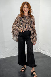 Nina Black Ruffled Pants
