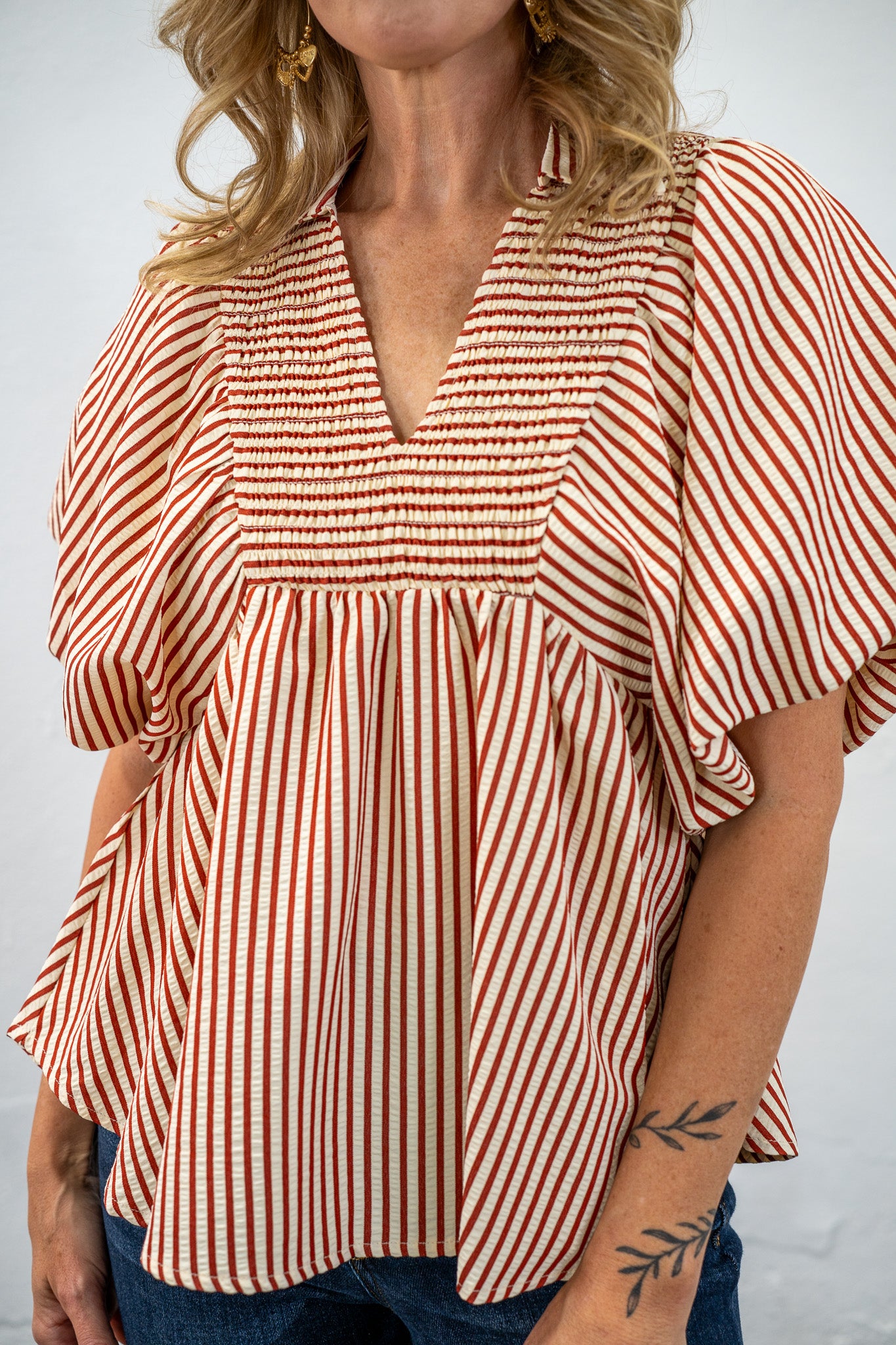 Jane Terracotta Stripe Top