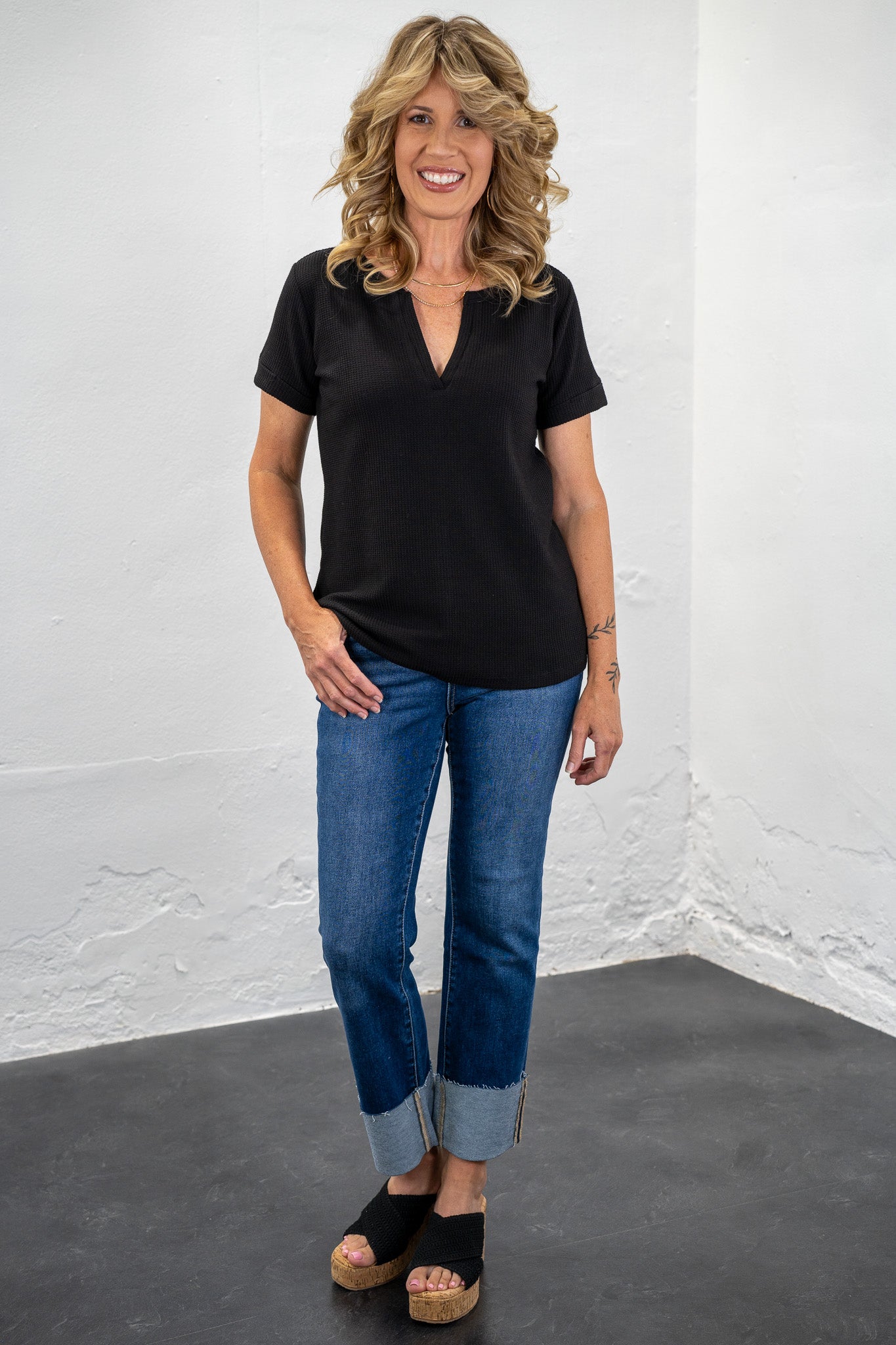 Vicki Black Baby Waffle Knit Tee