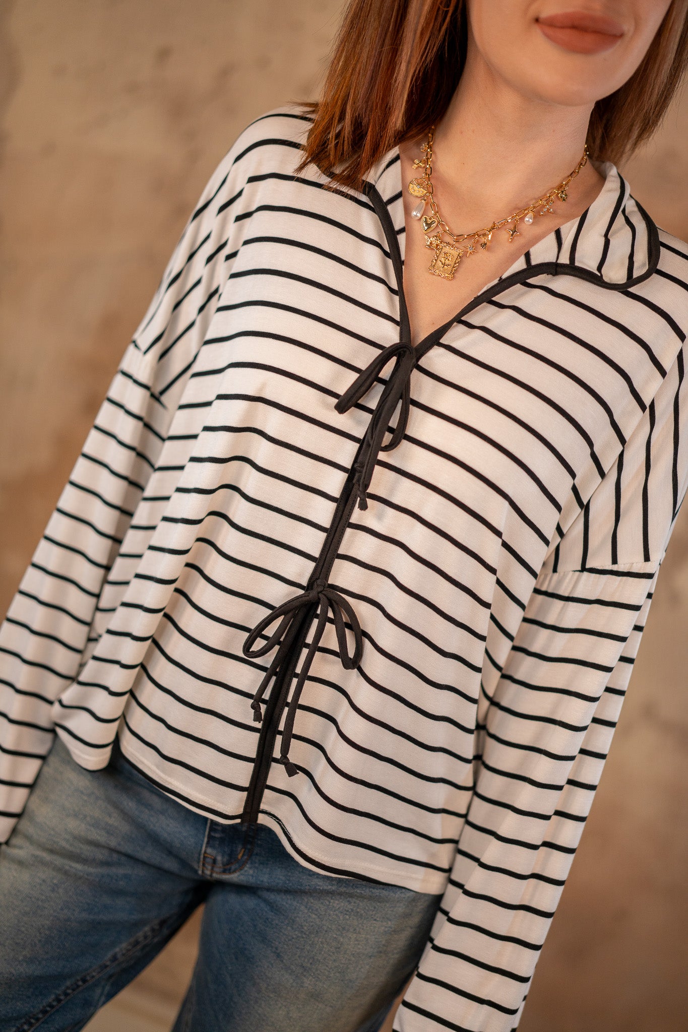 Evelyn Black Striped Top