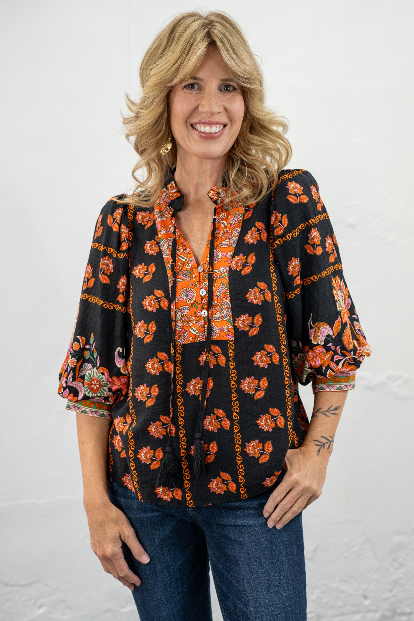 Bella Orange Floral Top