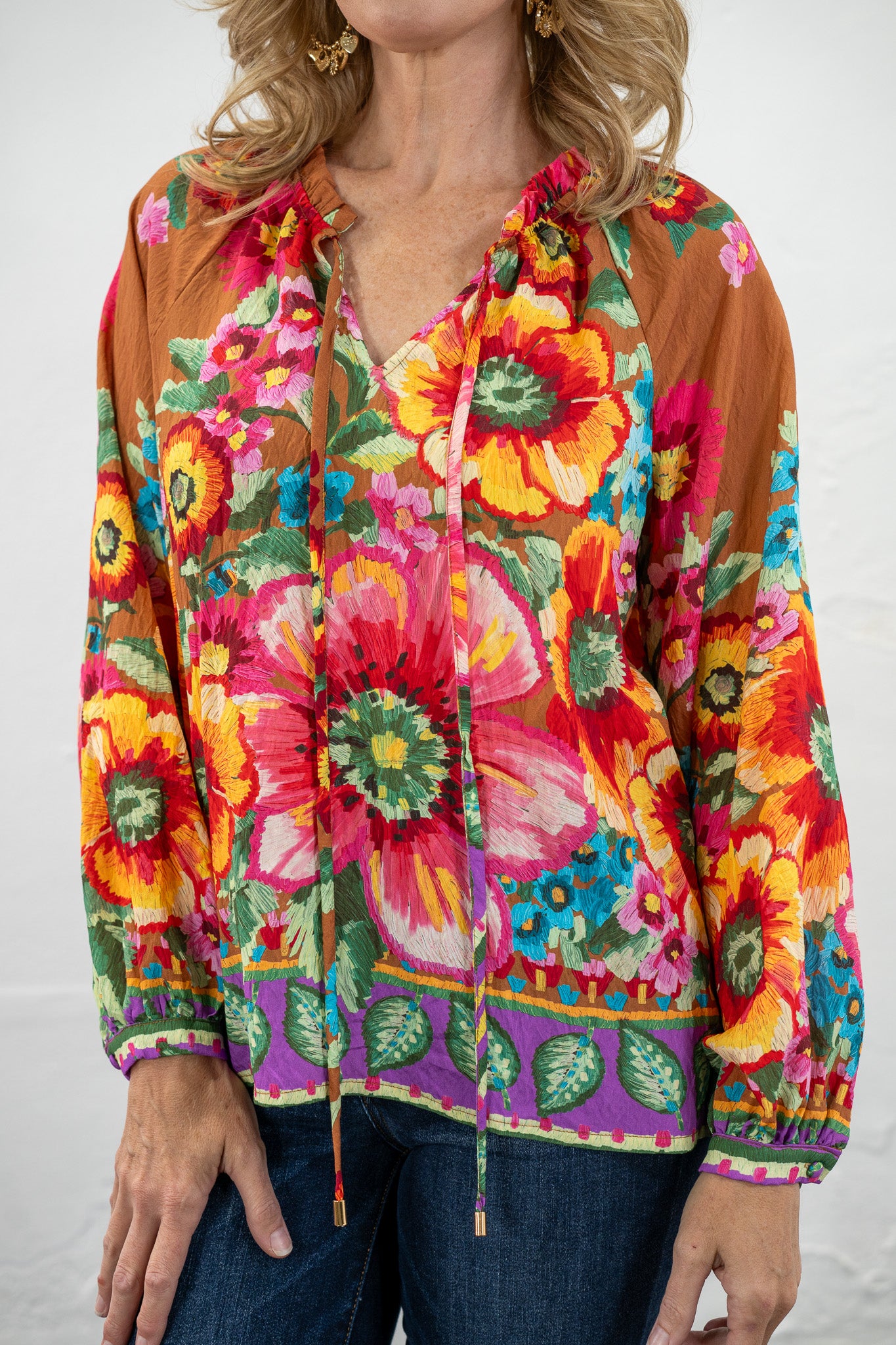 Alice Camel Floral Top