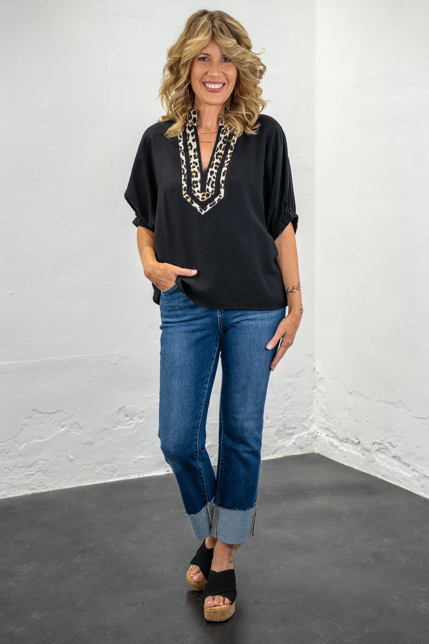 Lexie Black Animal Print Top