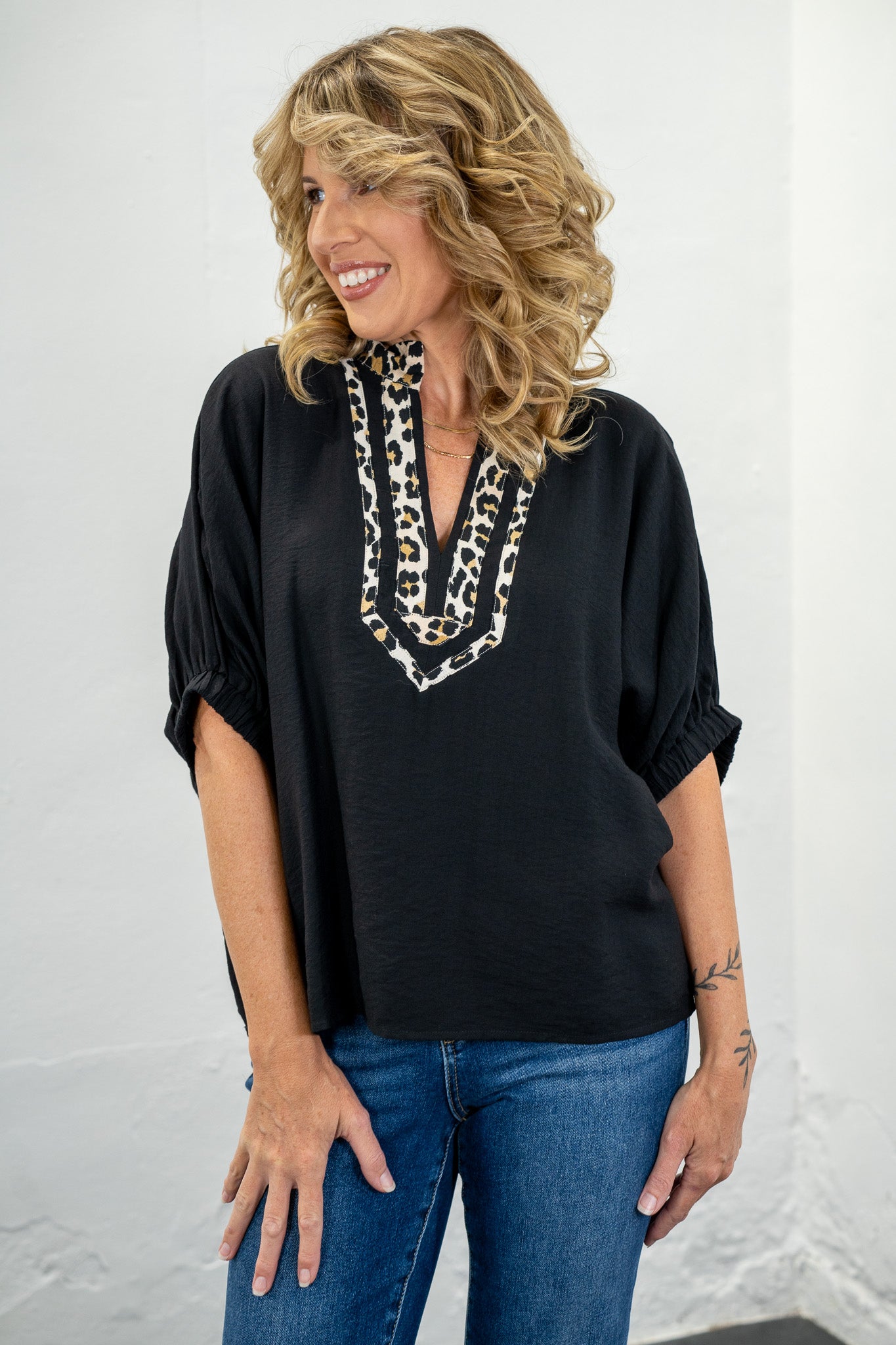 Lexie Black Animal Print Top