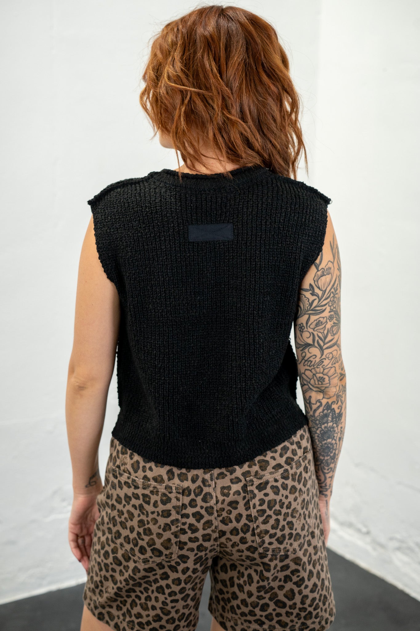 Carla Black Split Neck Knit Top