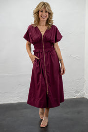 Amara Zip Front Midi Dress