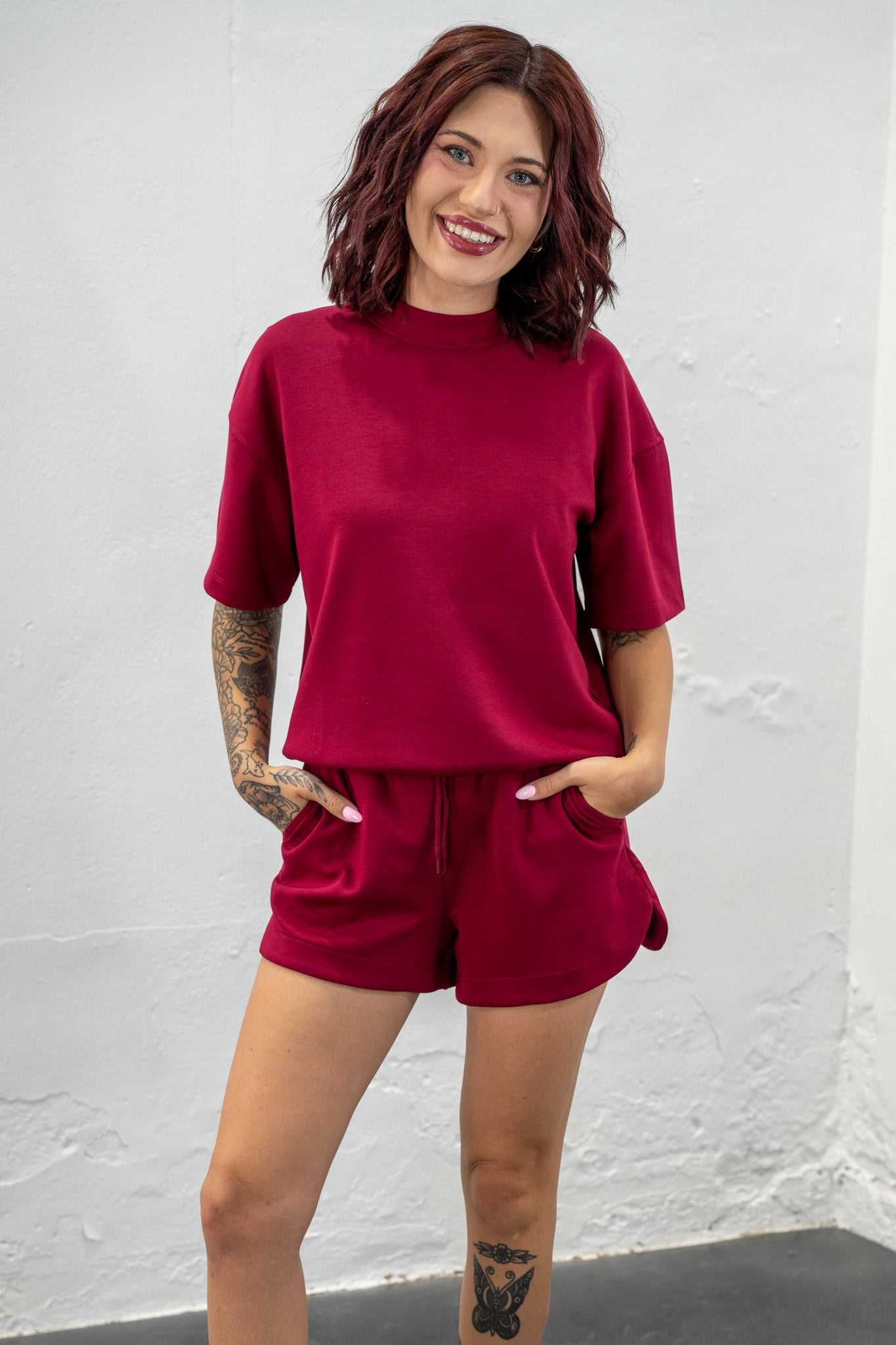 Sammy Cabernet Scuba Short Set