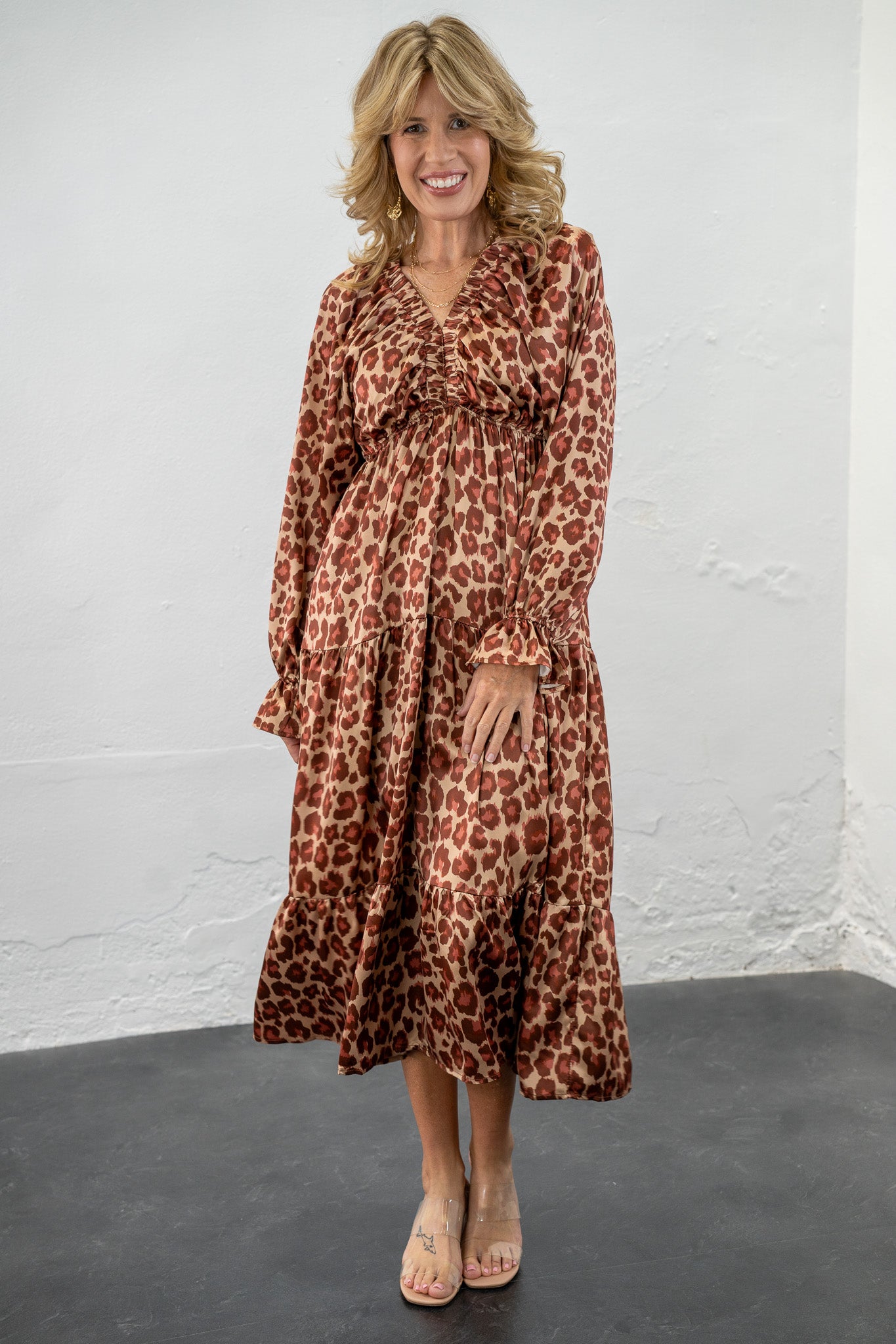 Harlee Satin Leopard Dress