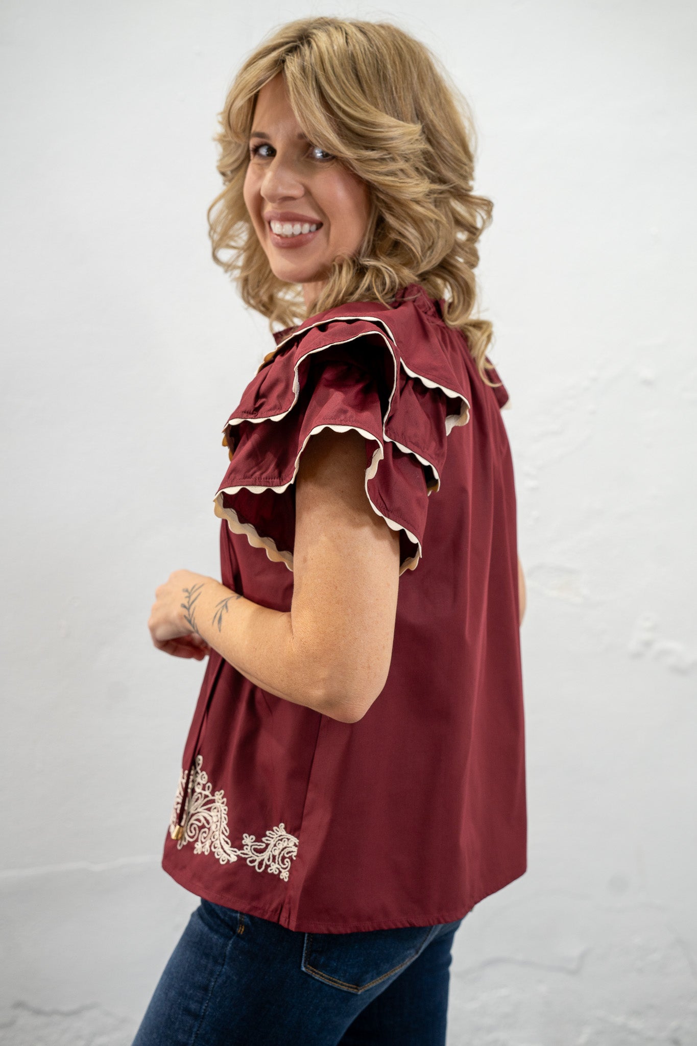 Flutter Kiss Embroidered Top