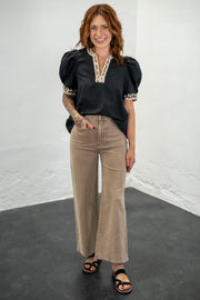Allie Black Leopard Blouse