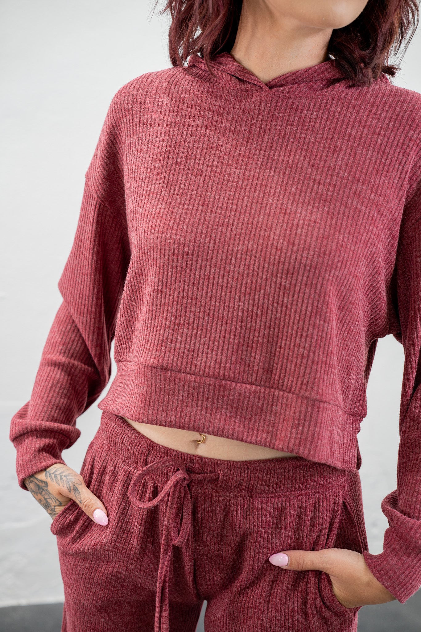 Mylie Cabernet Ribbed Lounge Set