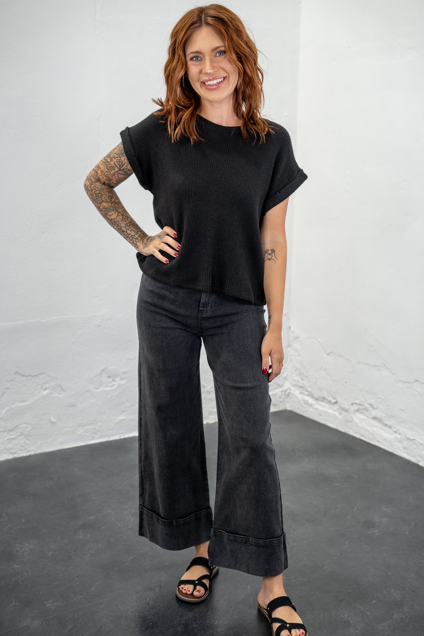 Lana Black Knit Top