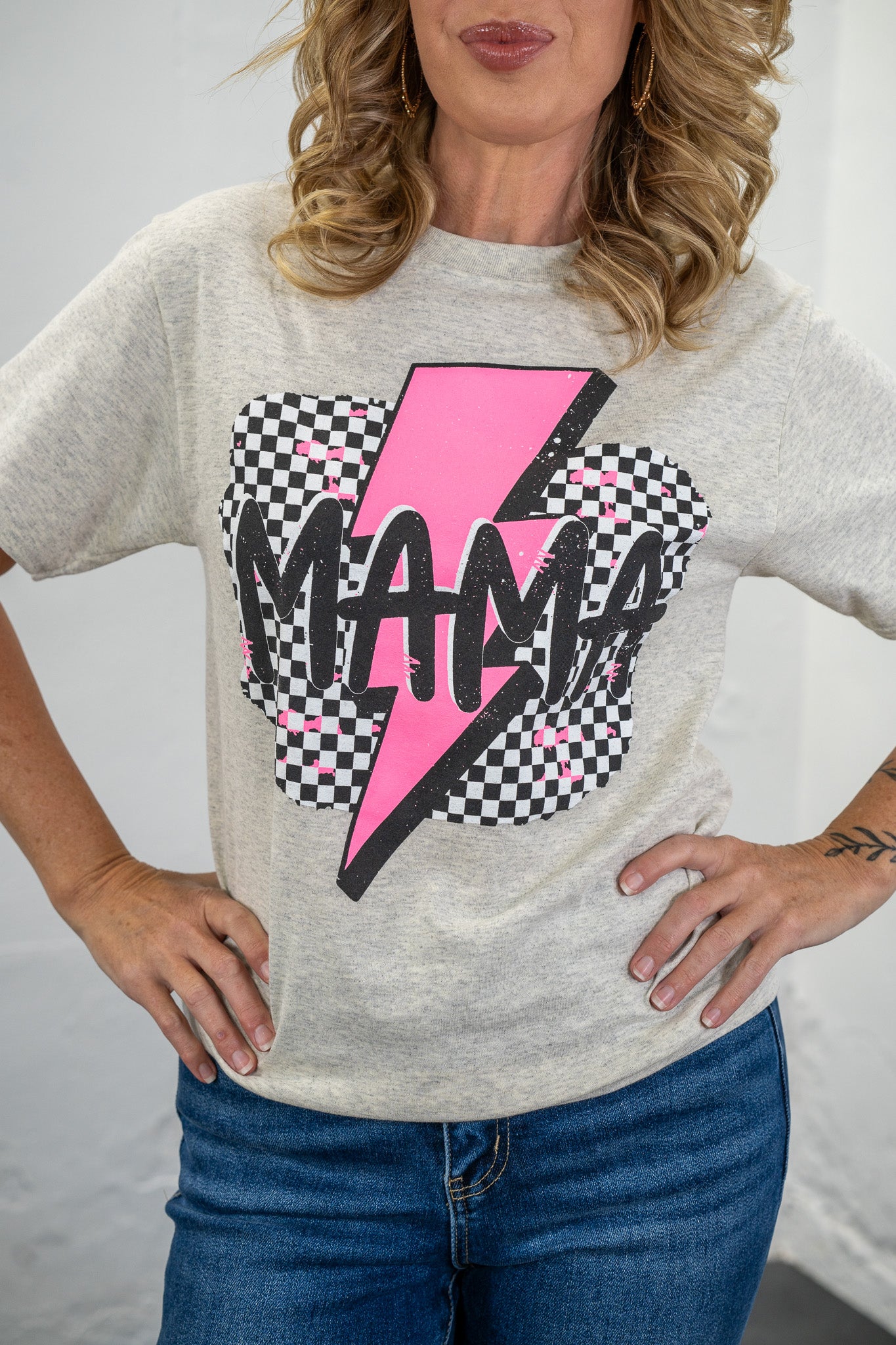 Checkered Mama Tee