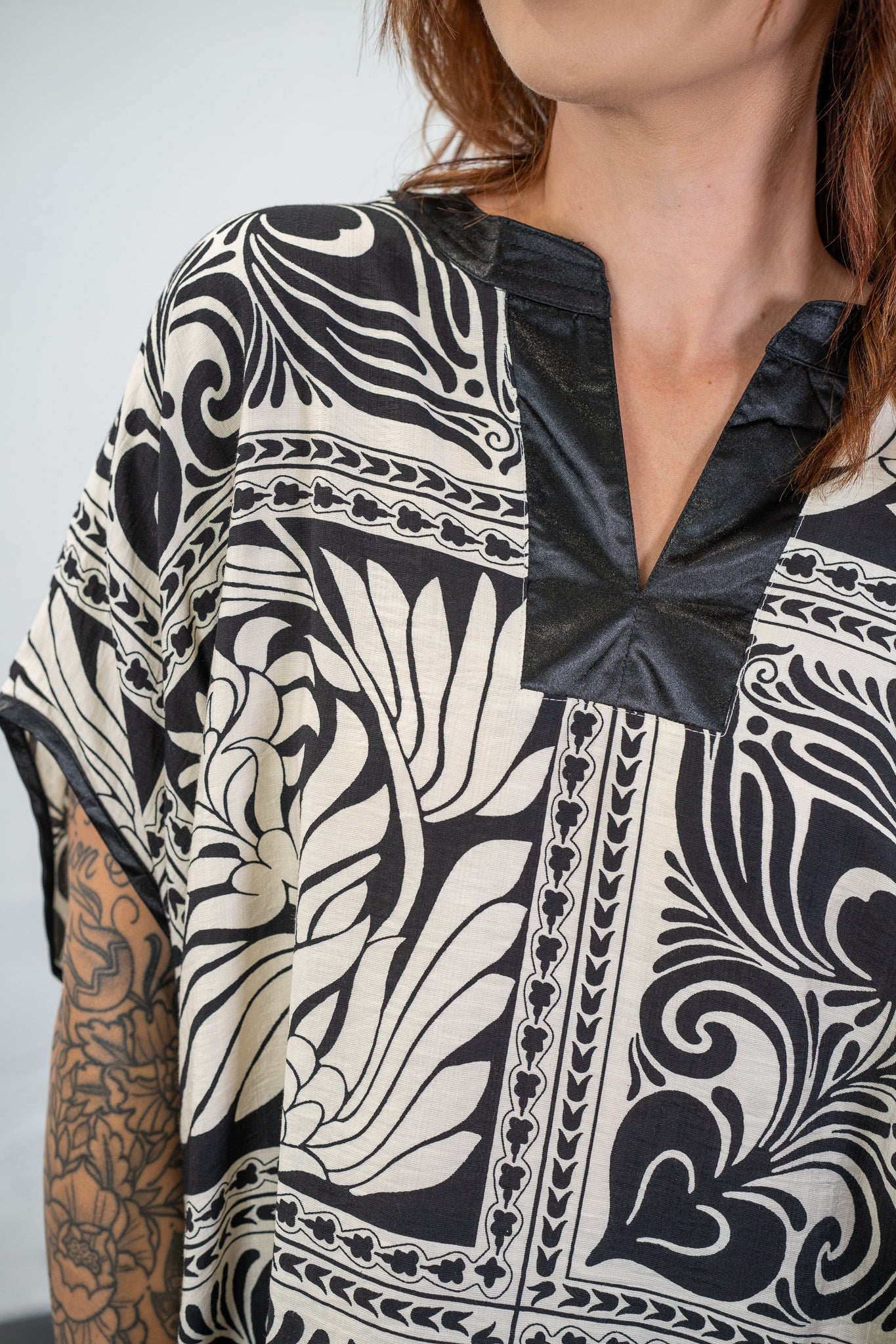 Mikaela Black & Cream Dolman Top