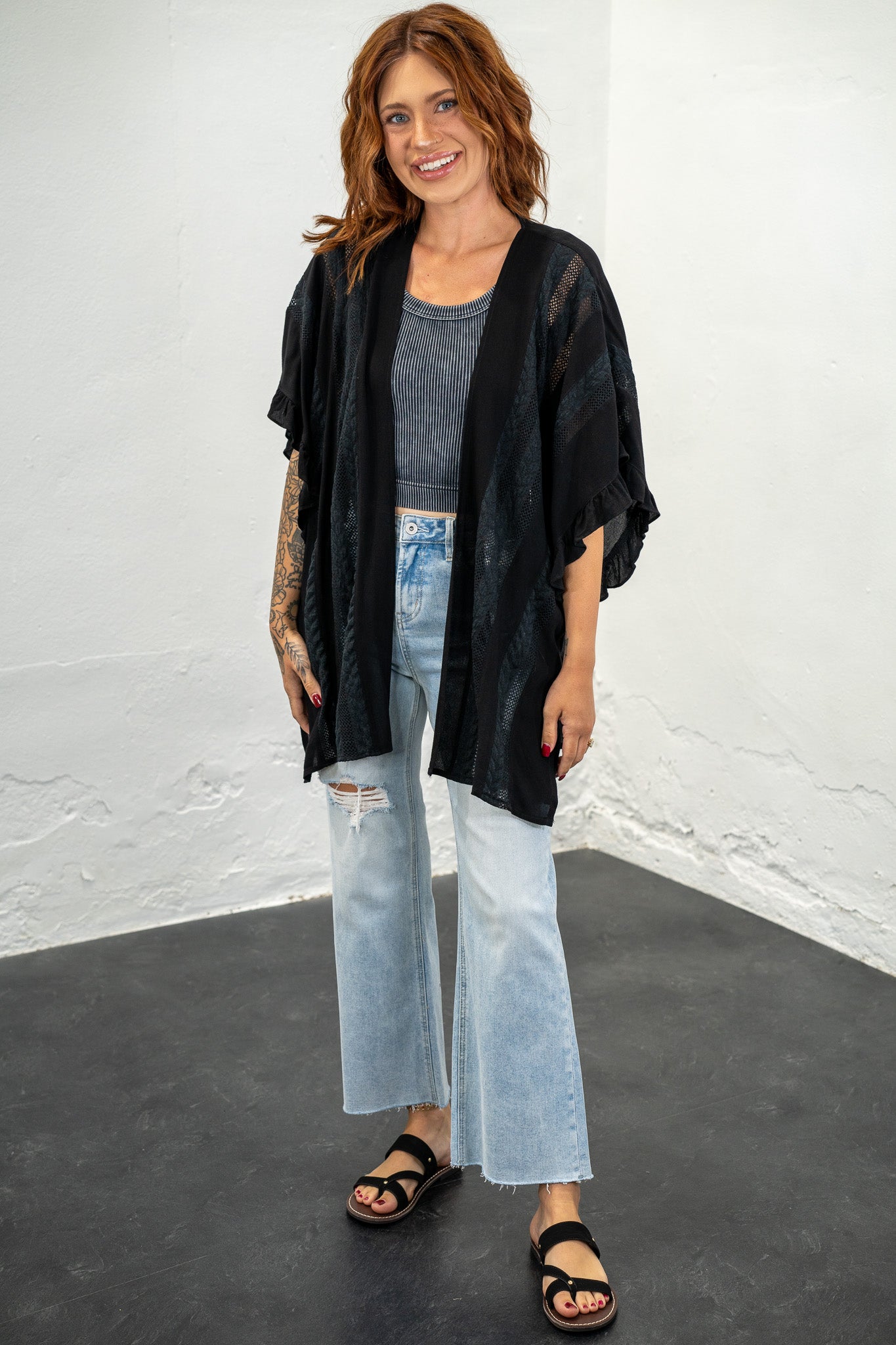 Comfort Cove Black Kimono