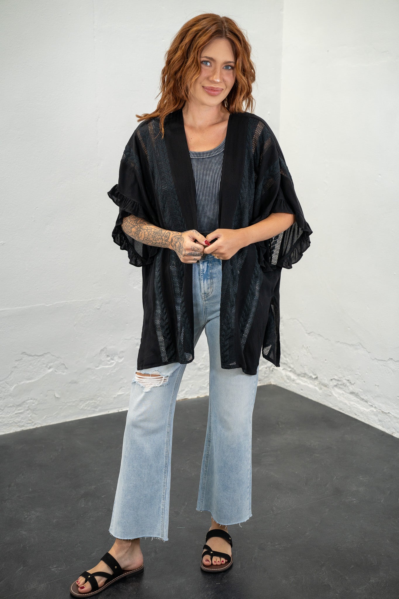 Comfort Cove Black Kimono