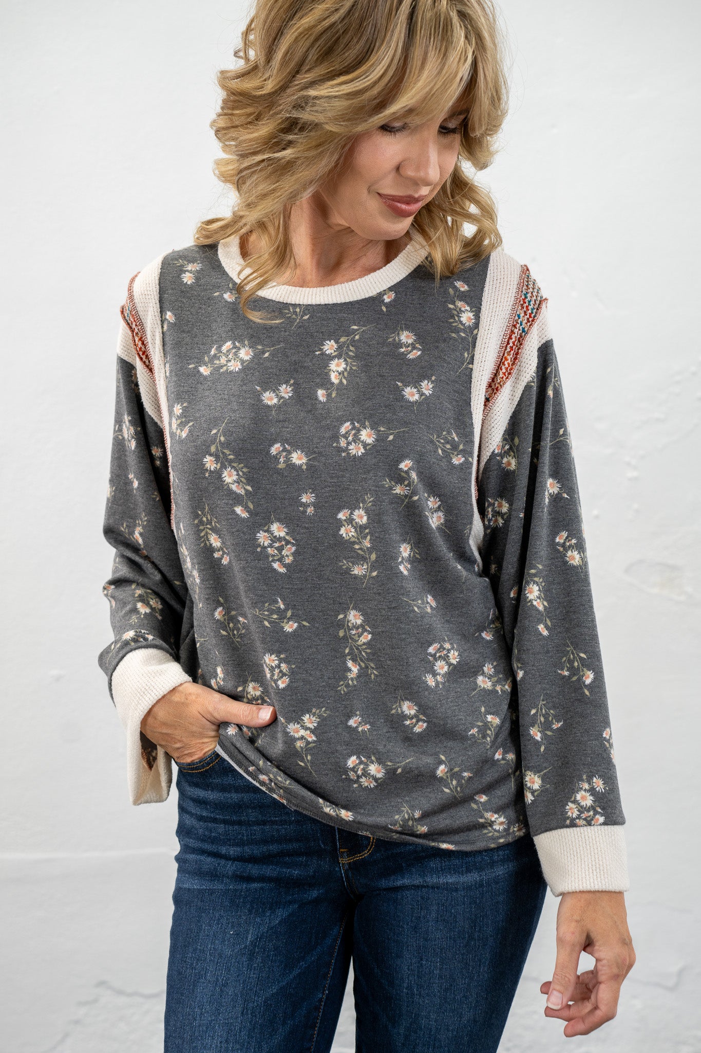 Kimber Floral Colorblock Top