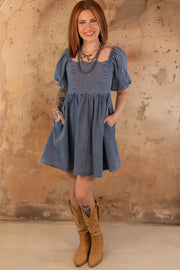 Mina Scalloped Denim Dress