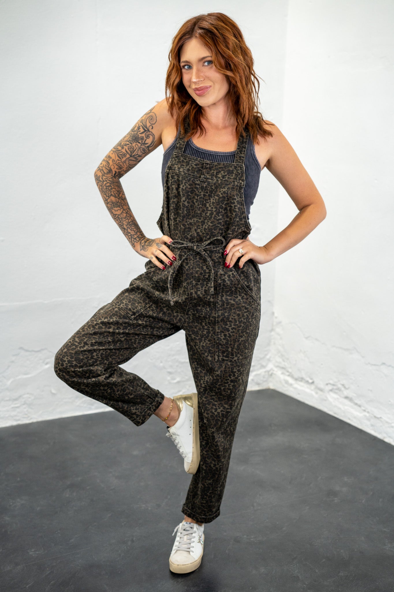 Jillian Leopard Overalls