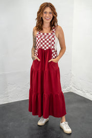 Evie Checkered Overall Dress