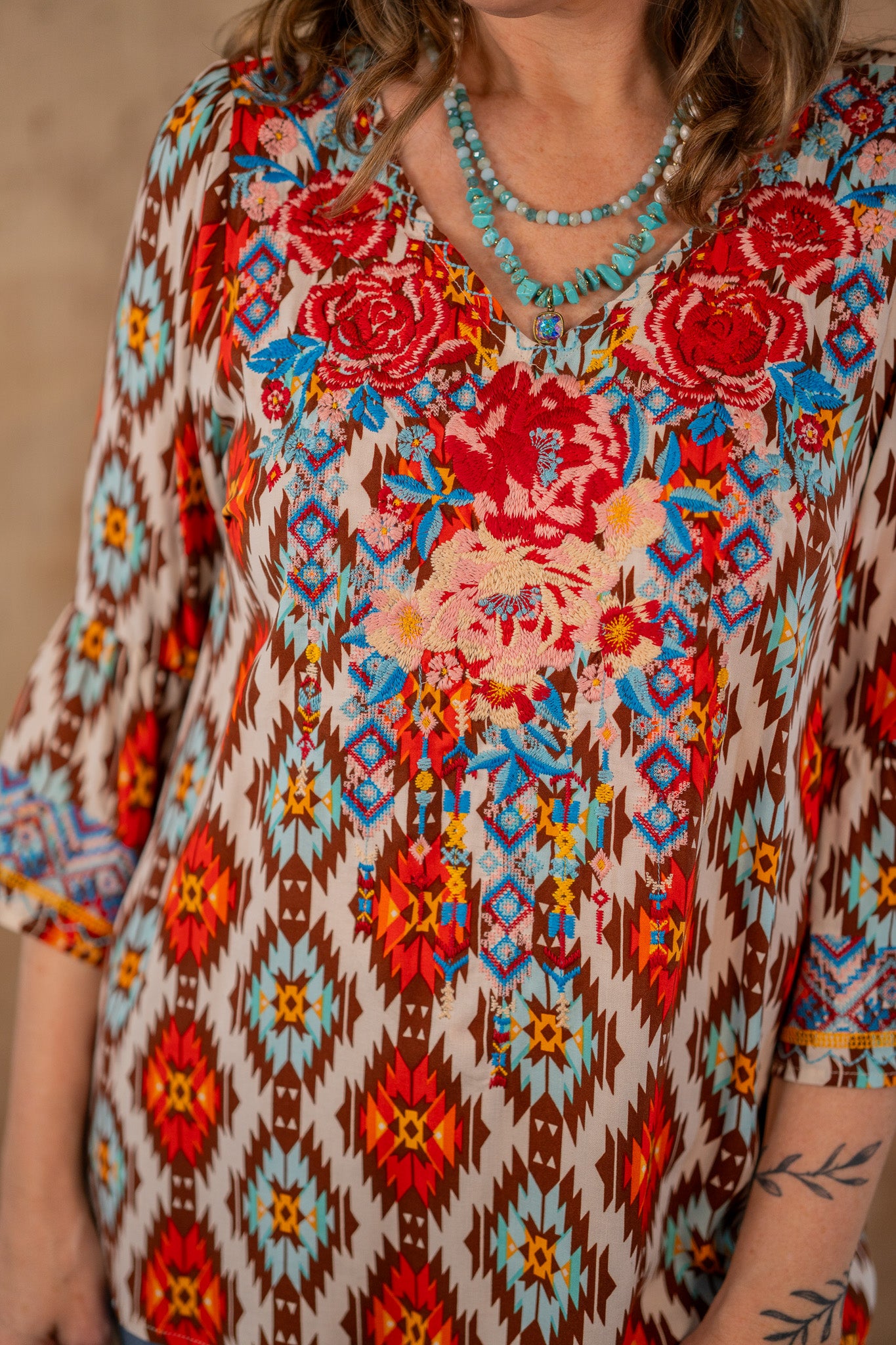 Maribella Tribal Embroidered Top