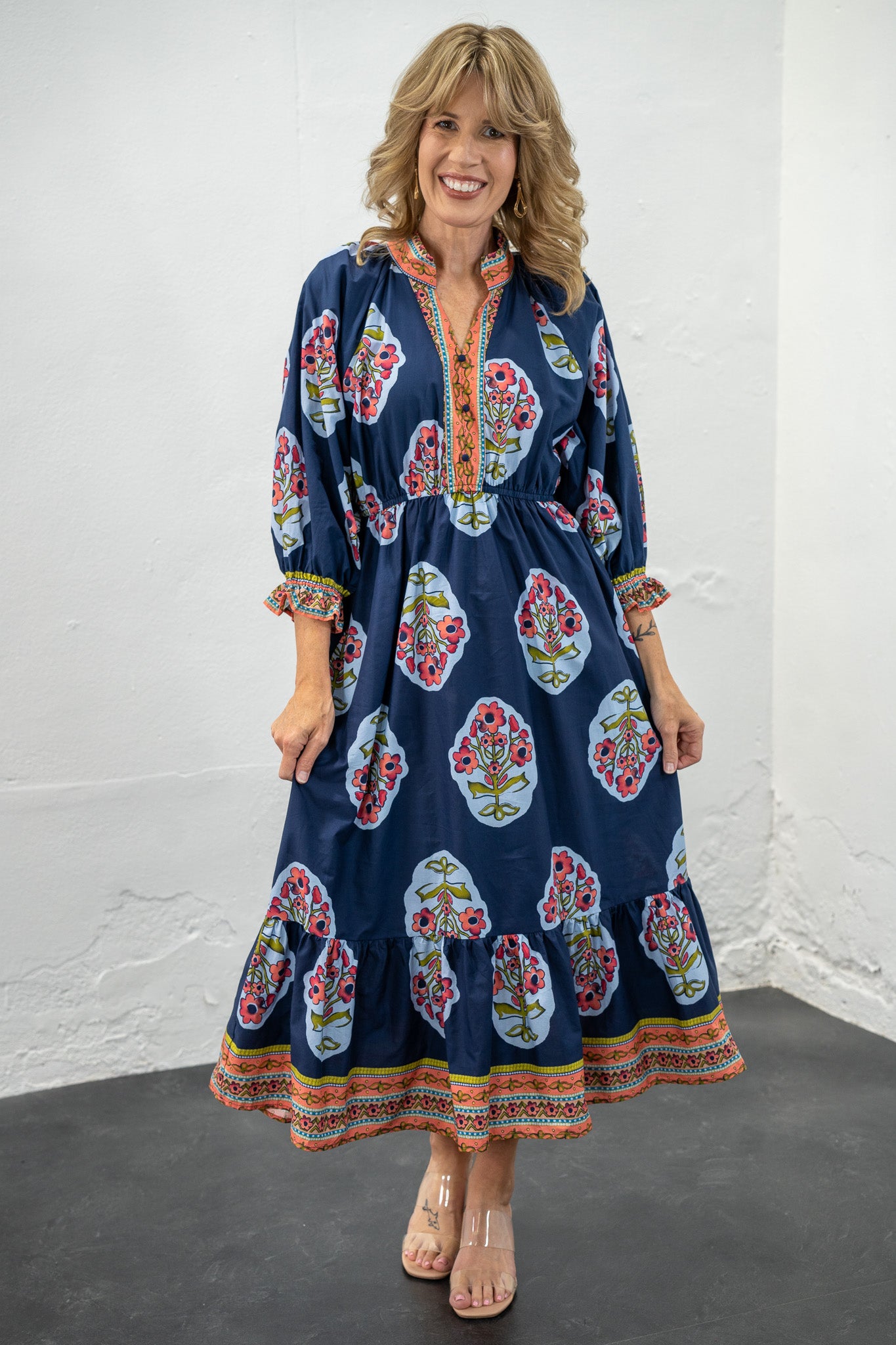 Jalisa Navy Floral Dress