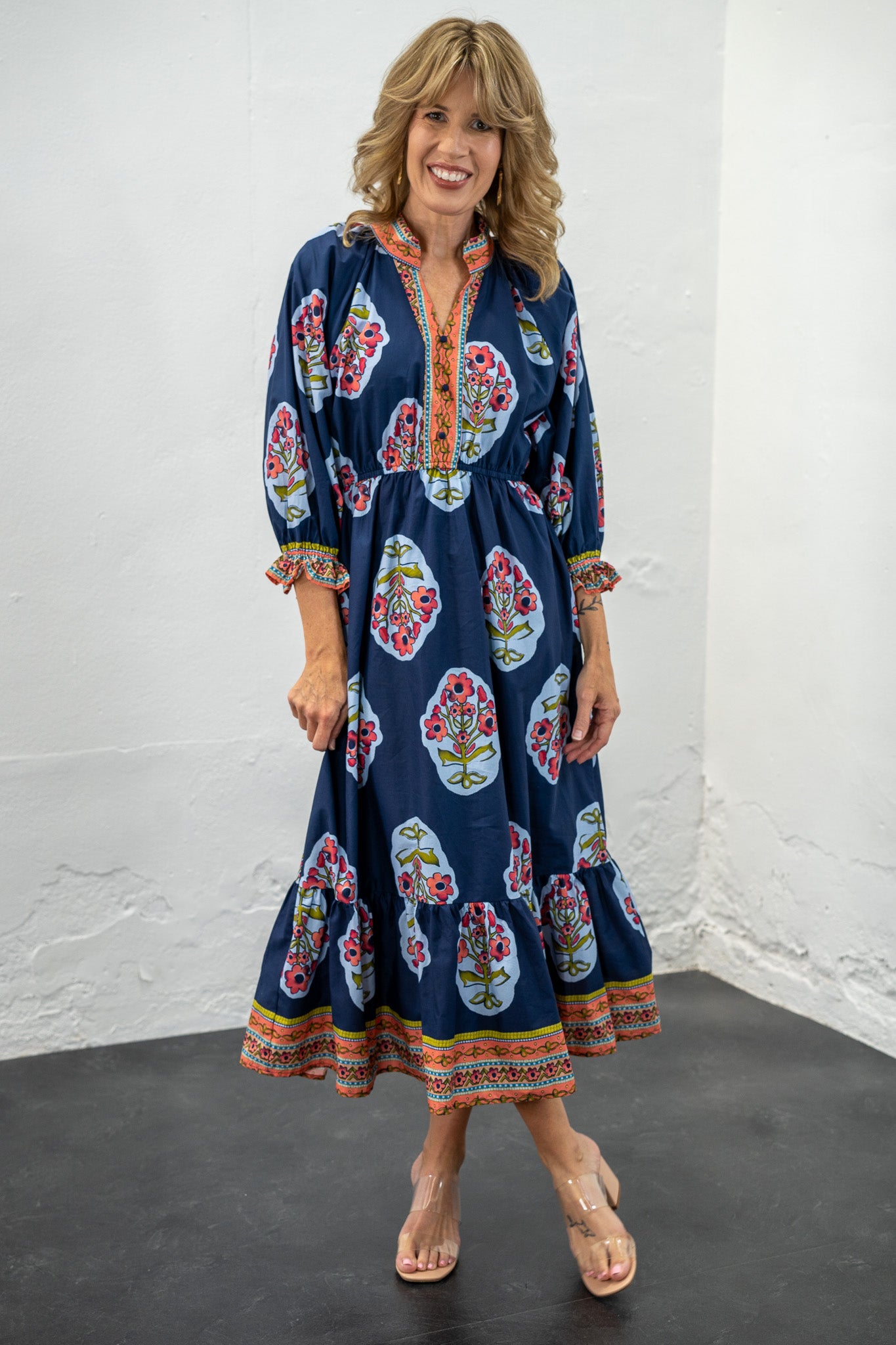 Jalisa Navy Floral Dress