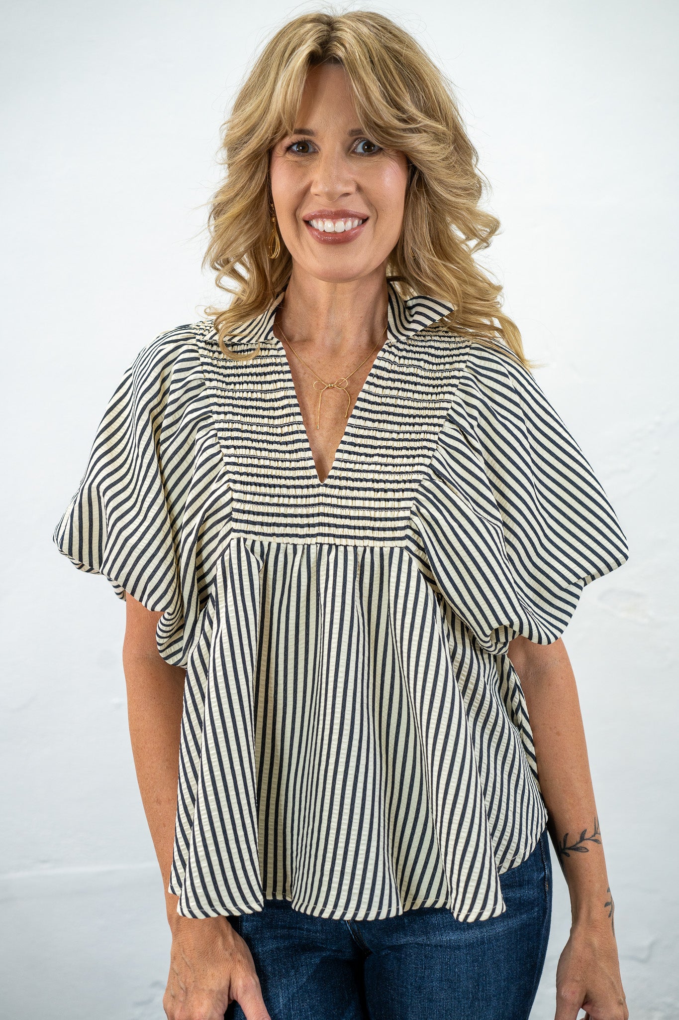 Jane Black Stripe Top