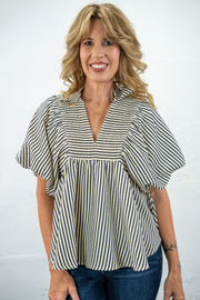 Jane Black Stripe Top