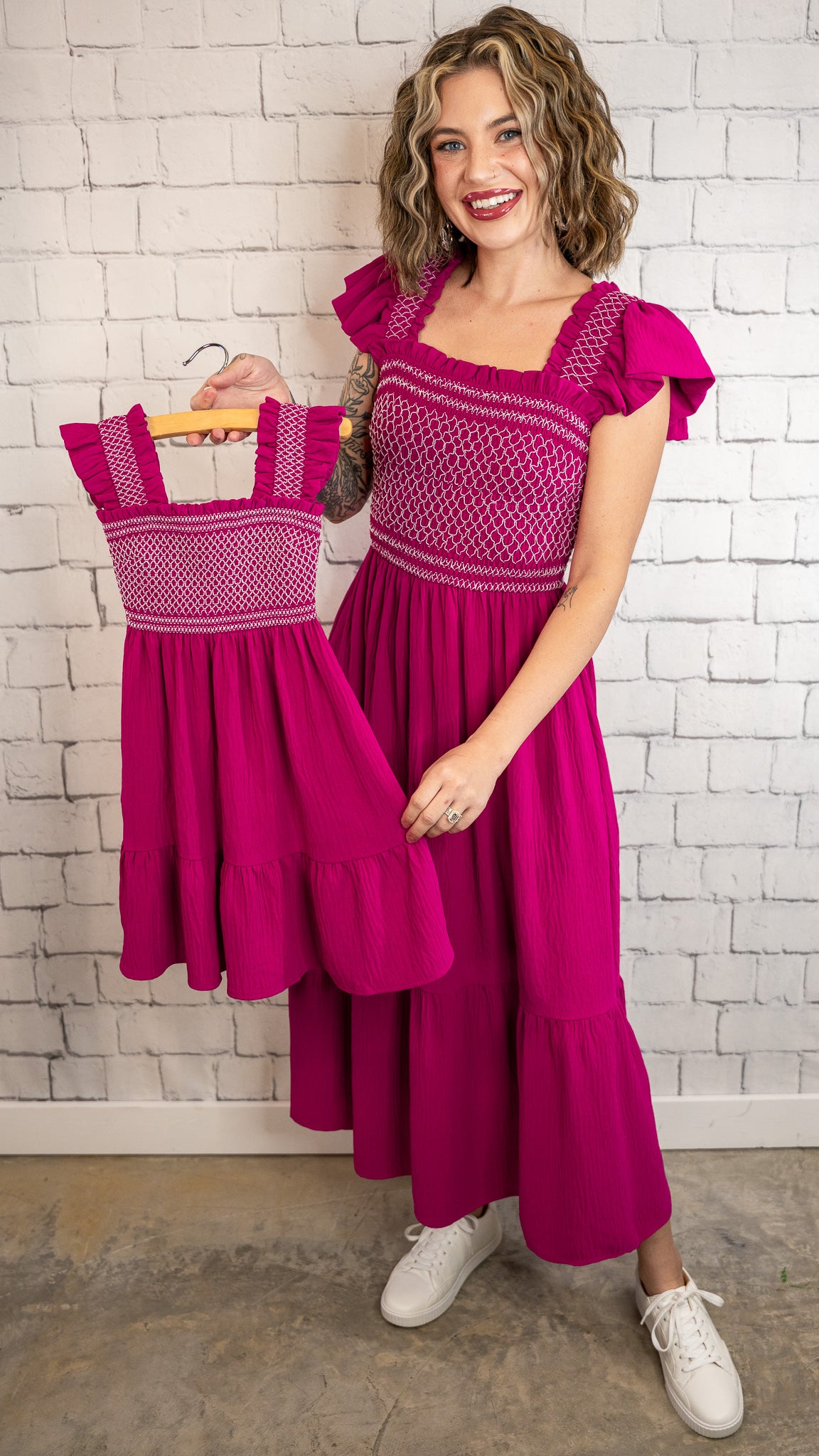 Miranda Magenta Smocked Dress