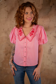 Maddie Pink Embroidered Top