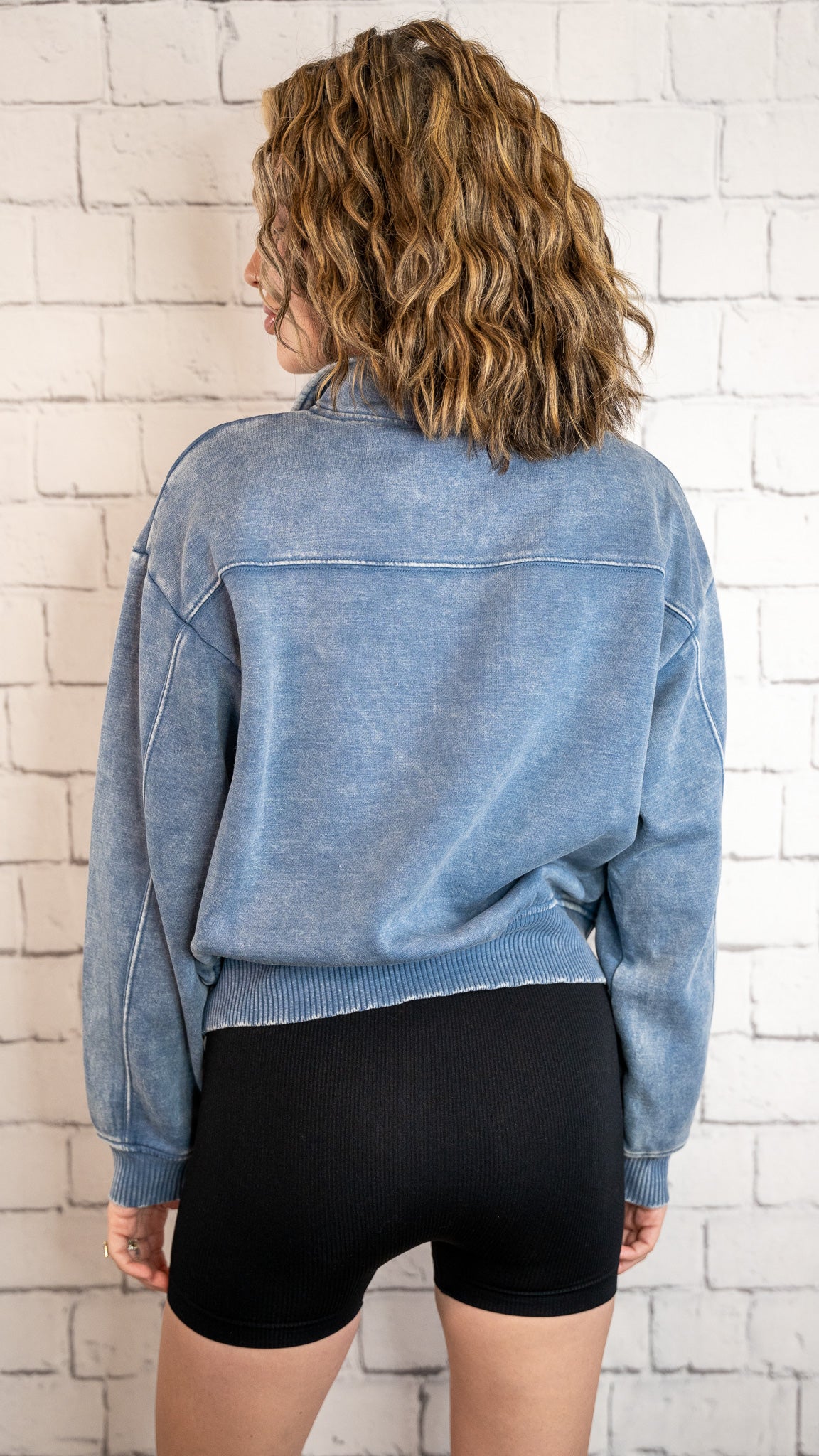 Warm Me Up Denim Blue Zip Pullover