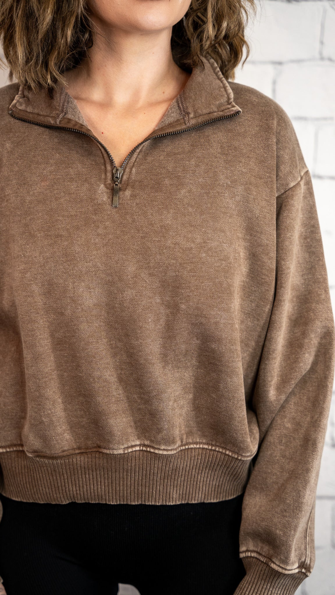 Warm Me Up Mocha Zip Pullover