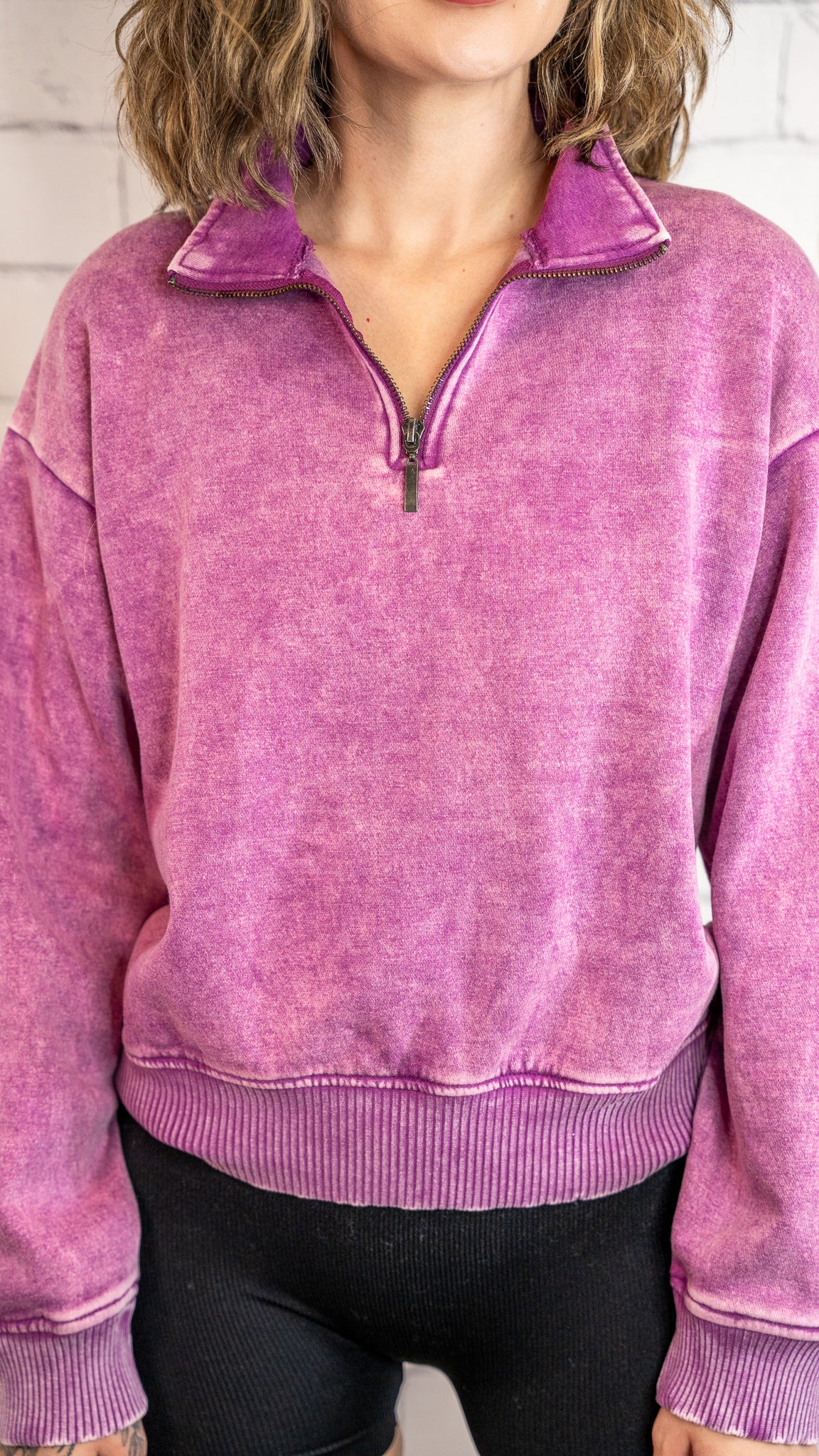 Warm Me Up Magenta Zip Pullover