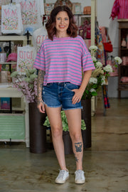 Refined Comfort Orchid Striped Top