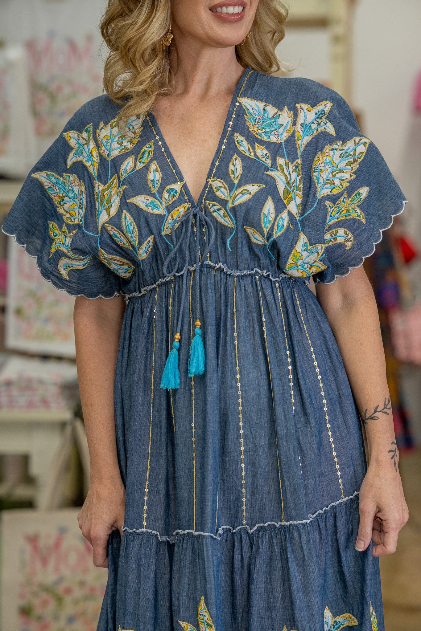 Prairie Bloom Denim Dress