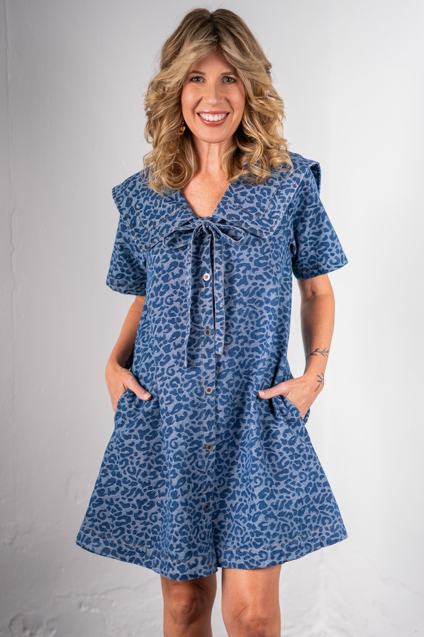 Leopard Luxe Denim Dress