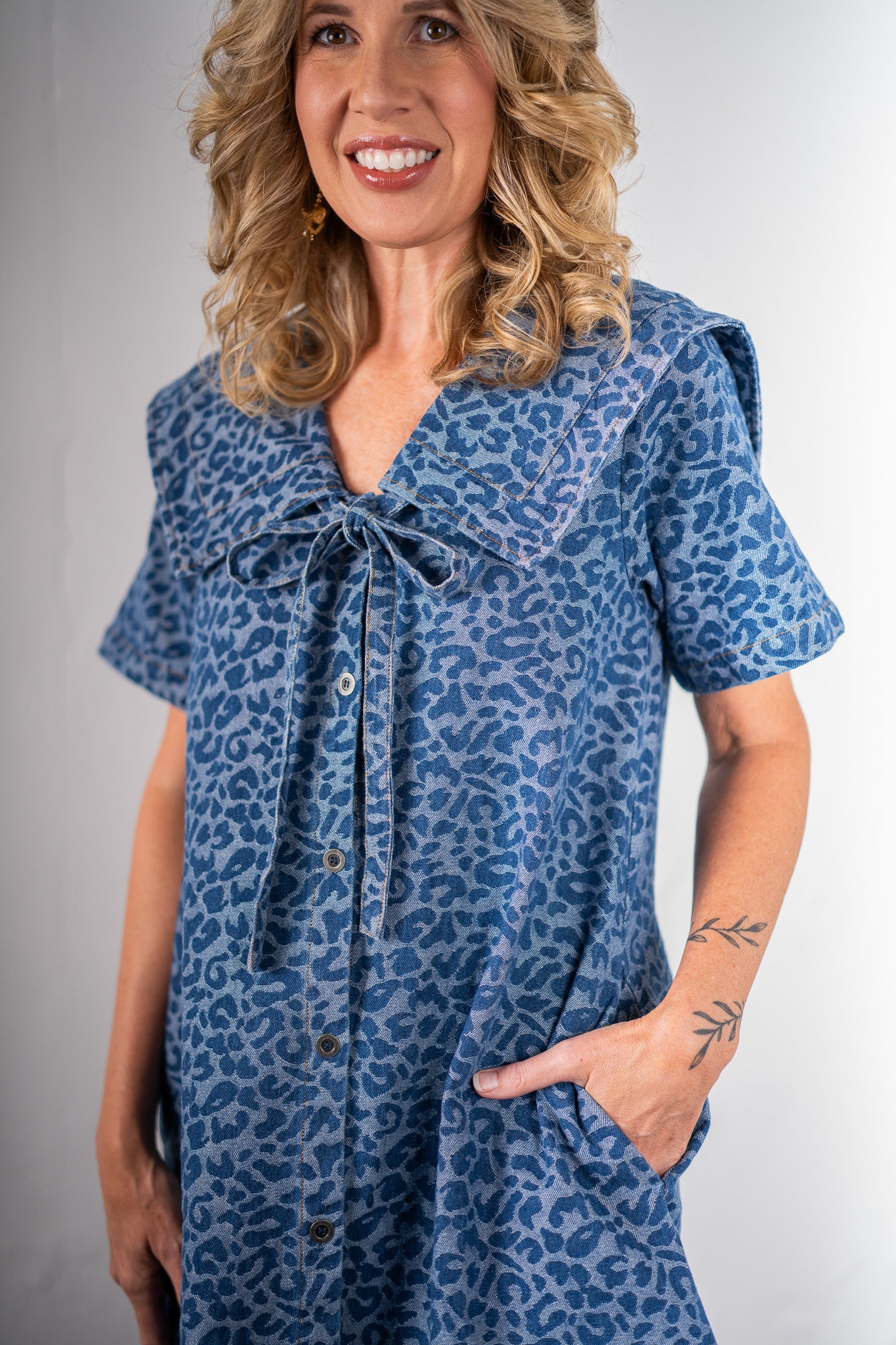 Leopard Luxe Denim Dress