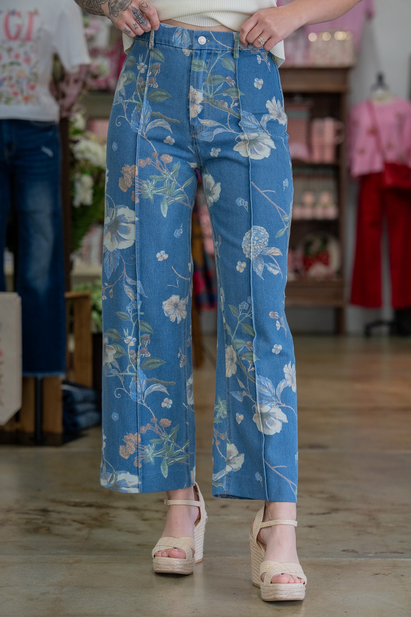 Delma Floral Denim Pants