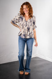 Gracelyn Navy Floral Top