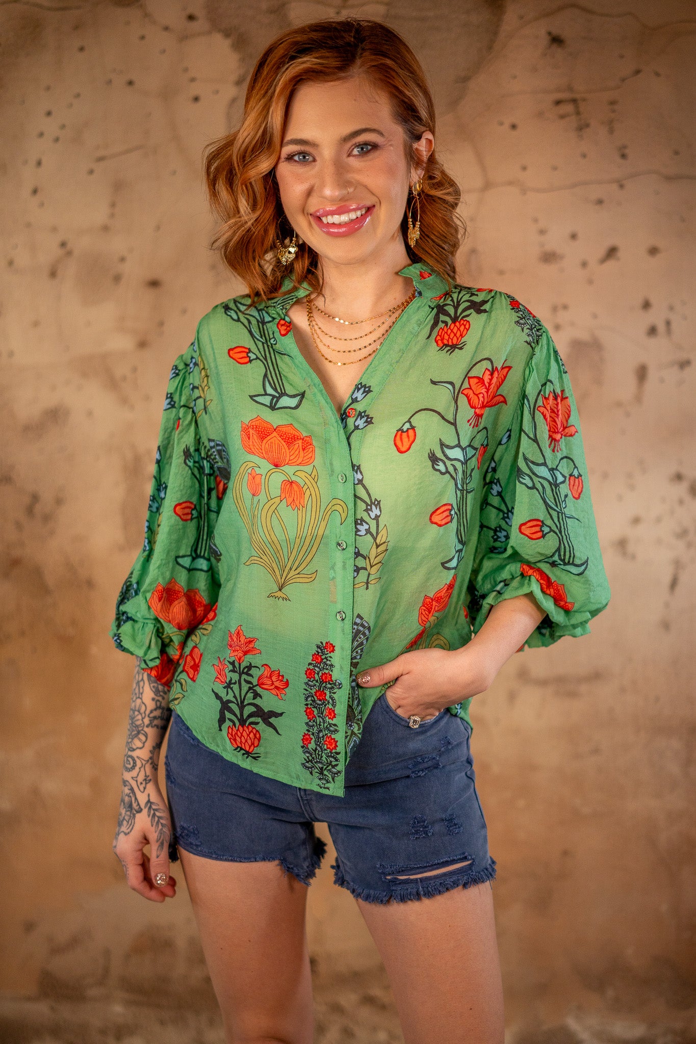 Lydia Green Floral Top