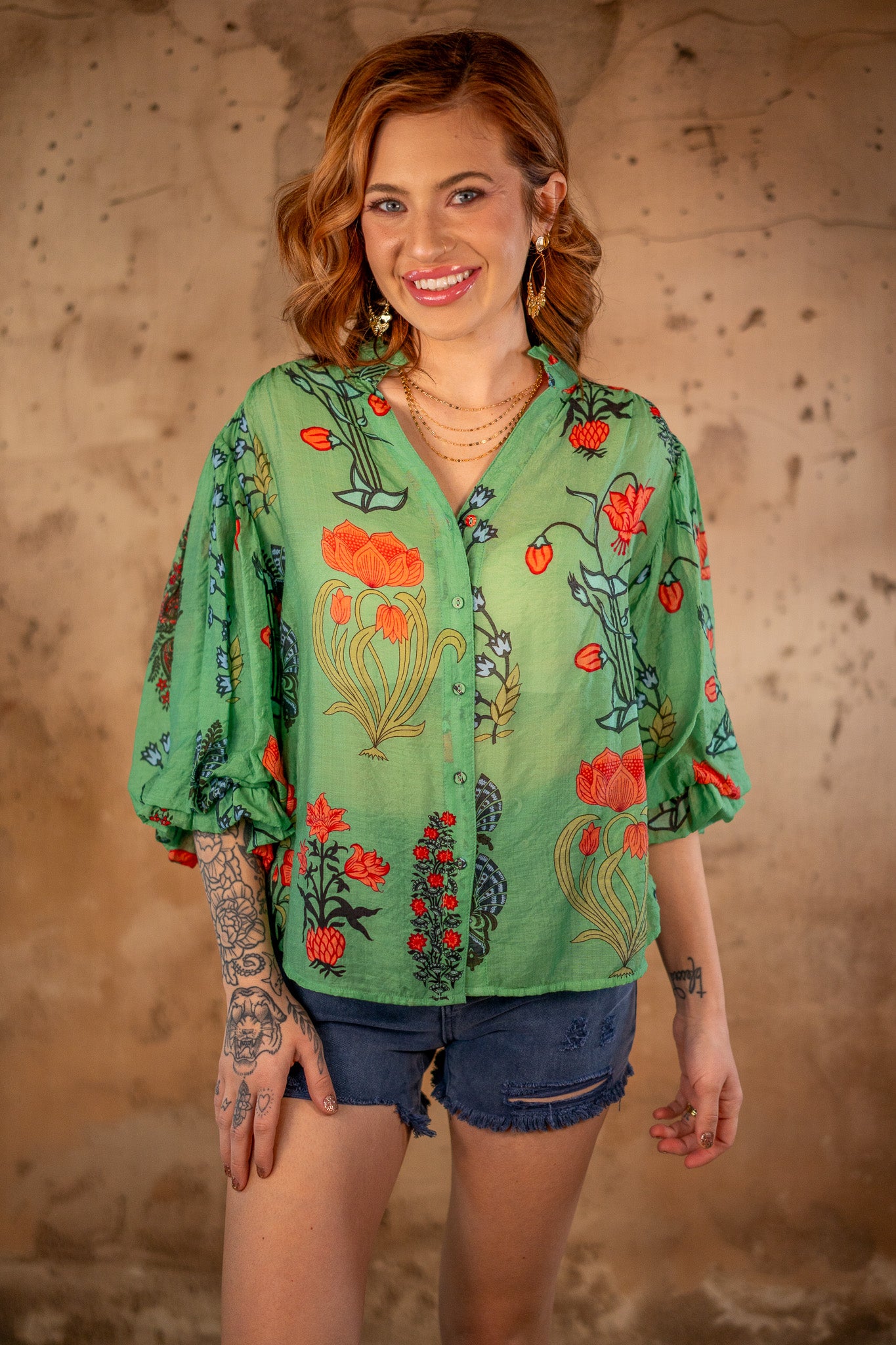 Lydia Green Floral Top