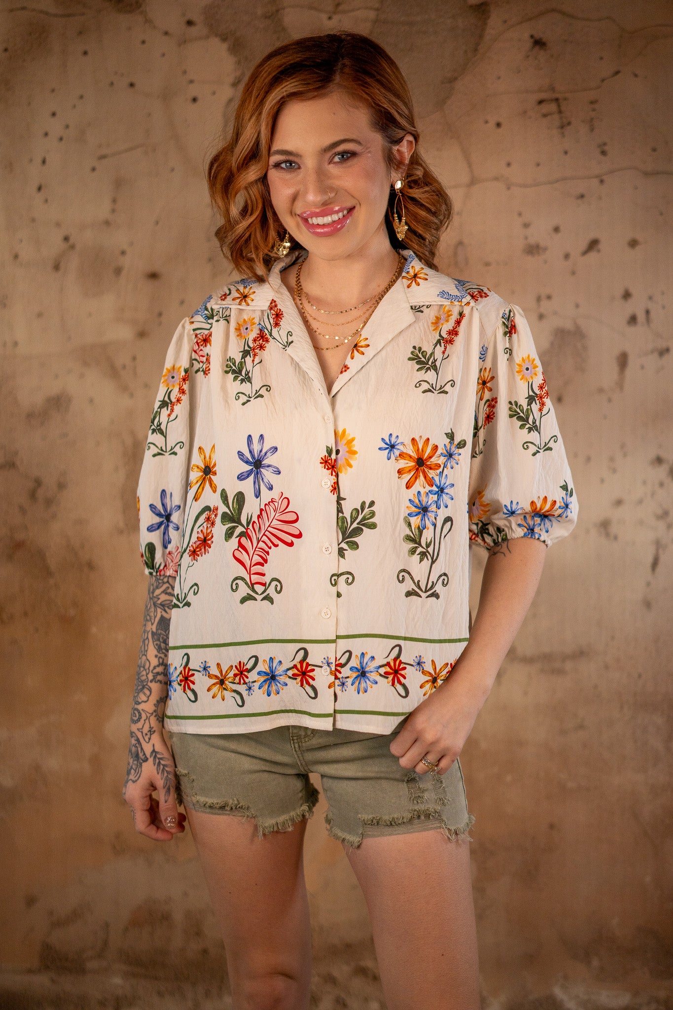 Emily Ivory Floral Top